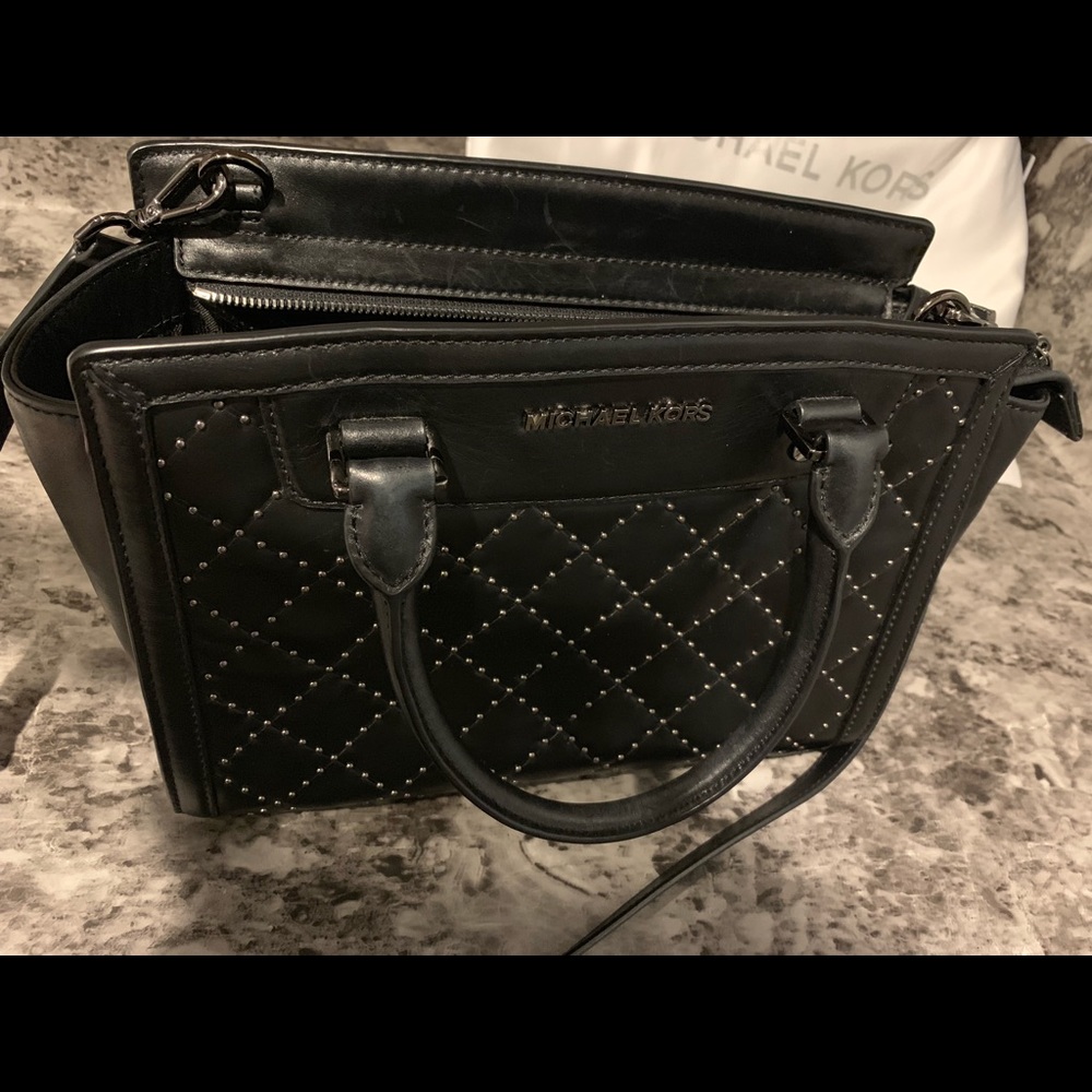 Michael Kors Selma black studded medium bag